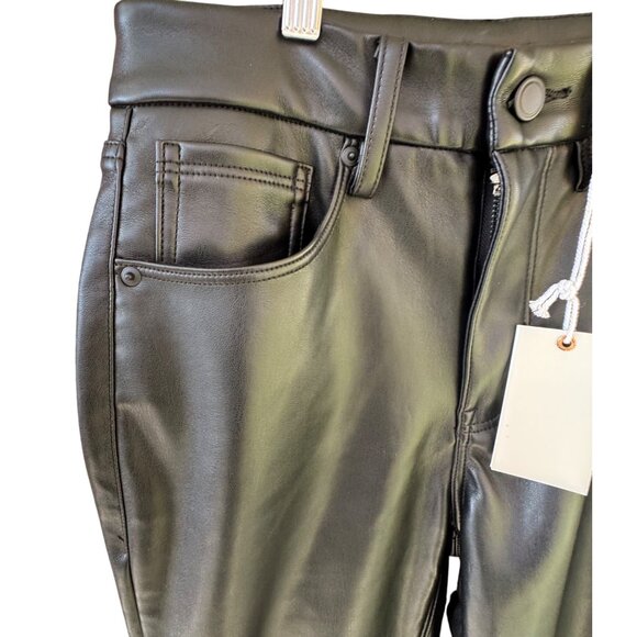 NWT Good American Womens Size 2/26 Black Faux Leather Straight Leg Pocket Pants - Picture 5 of 11